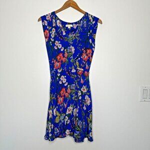 Yumi Kim Amalfi Coast Soho Mixer Silk Mini Wrap Dress Size XS Blue Floral Boho
